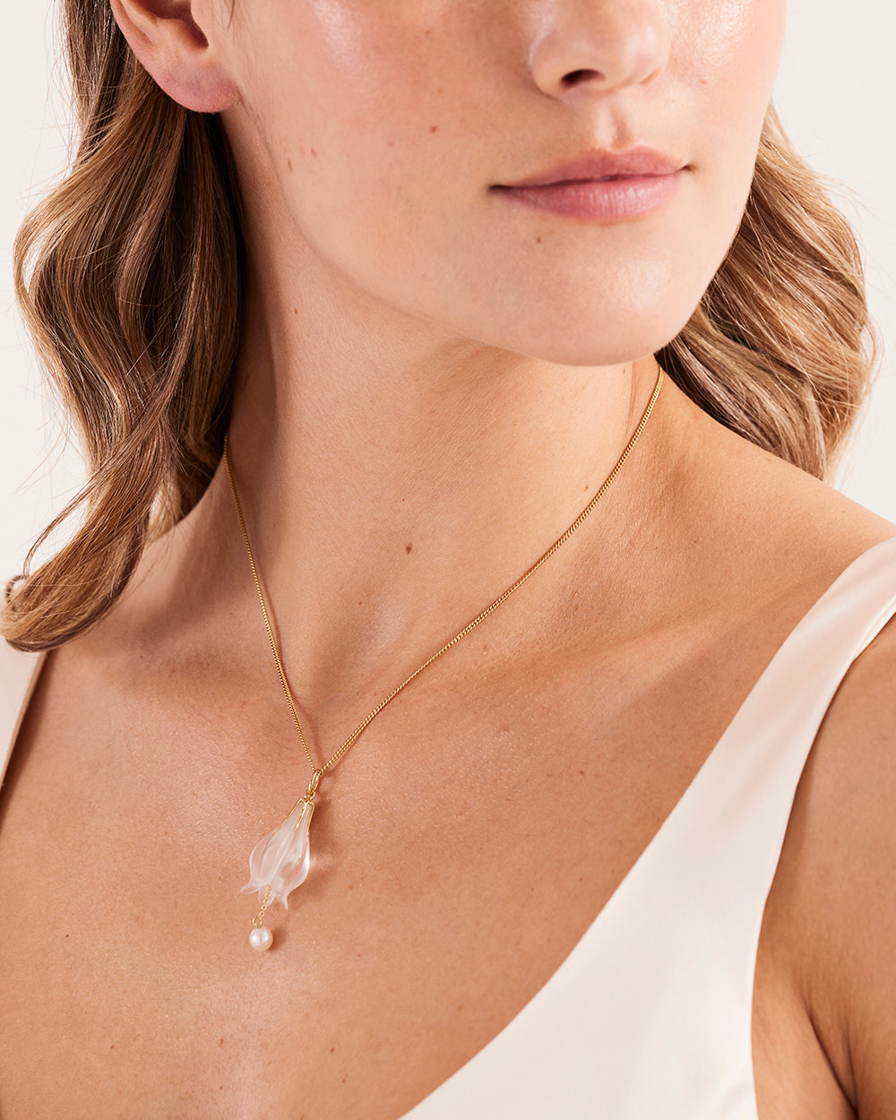 Frosted Flower Quartz & Pearl Necklace