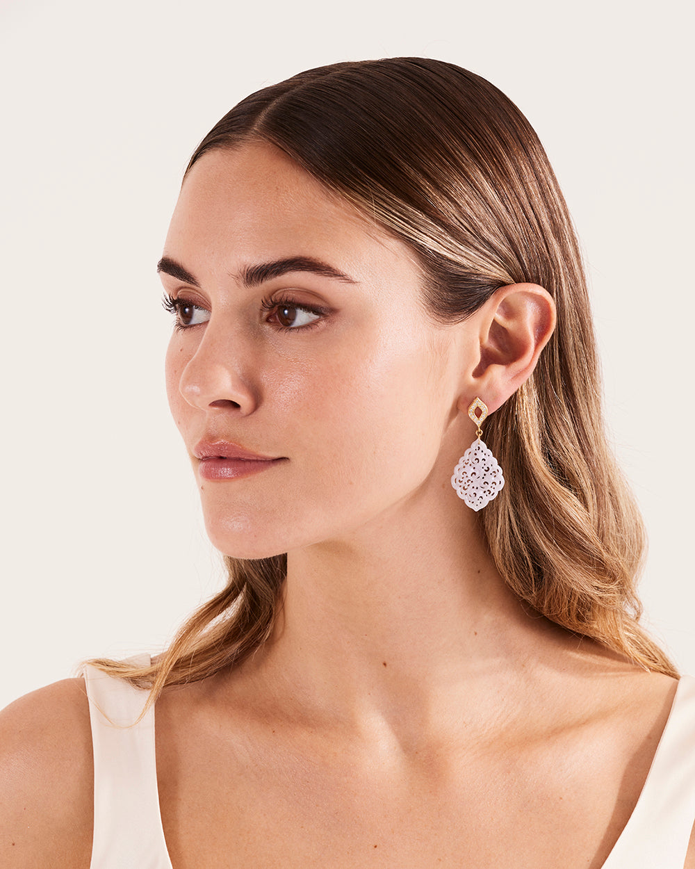 Lavender Jade & Diamond Earrings