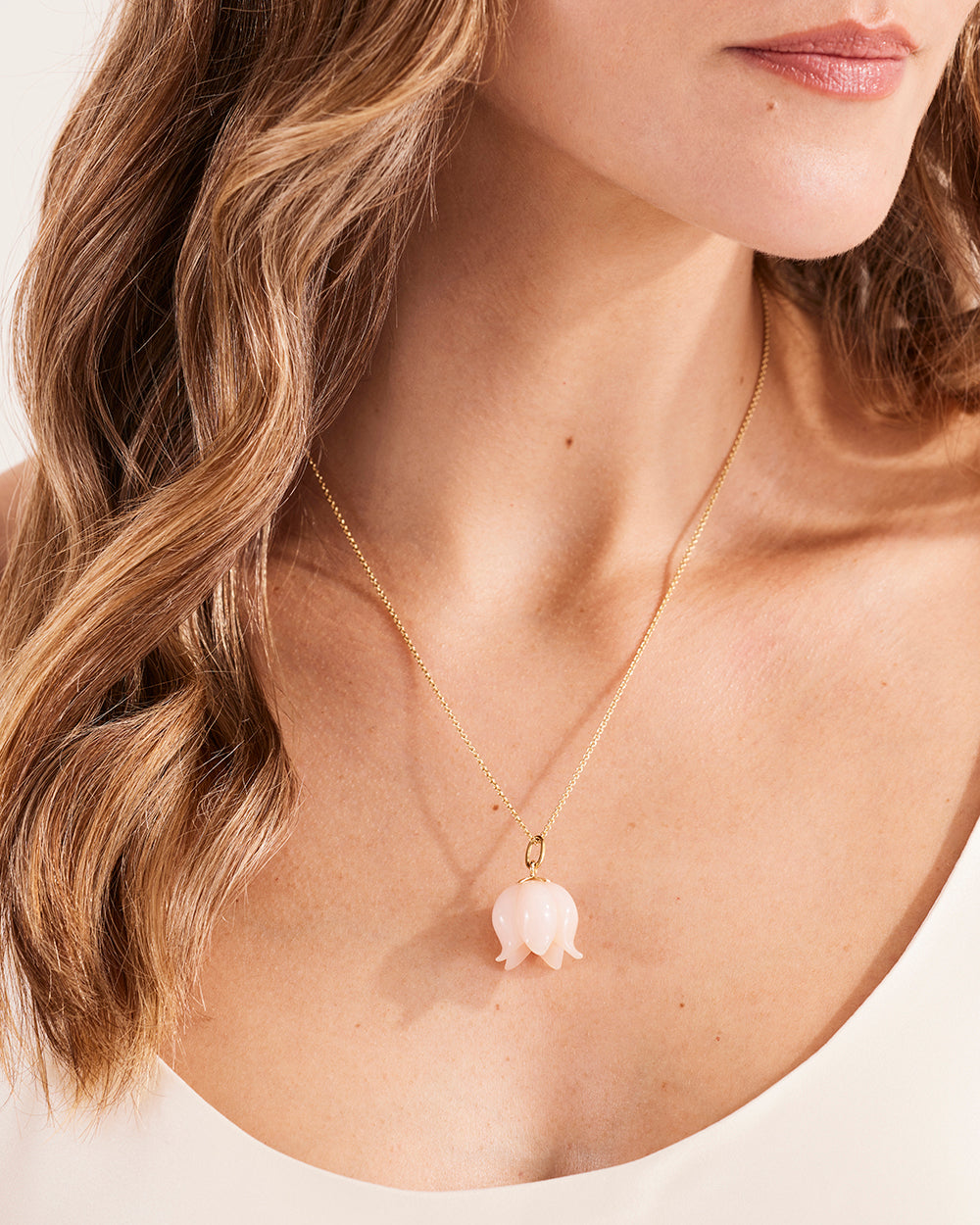 Pink Opal Bellflower Necklace