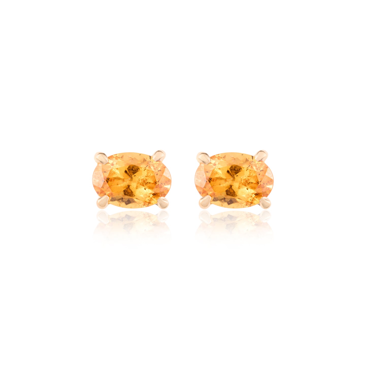 Orange Garnet Oval Studs