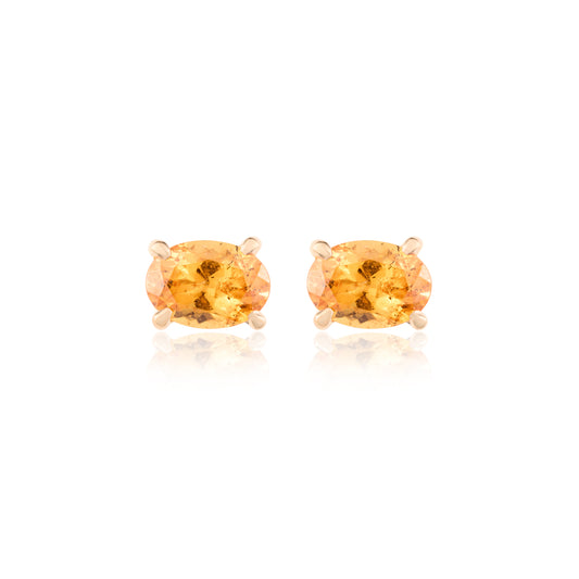 Orange Garnet Oval Studs