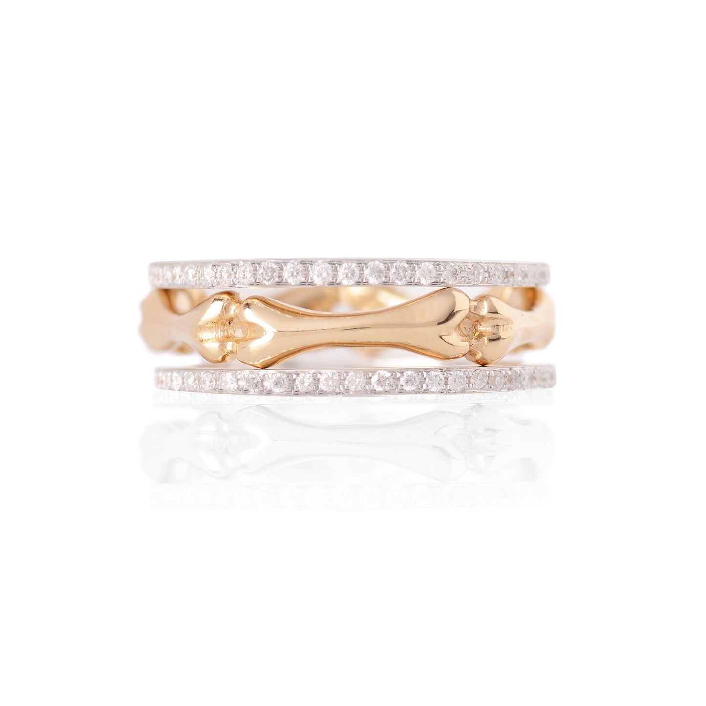 White Gold, Diamond and Gold Little Phalanx Stack by McFarlane Fine Jewellery