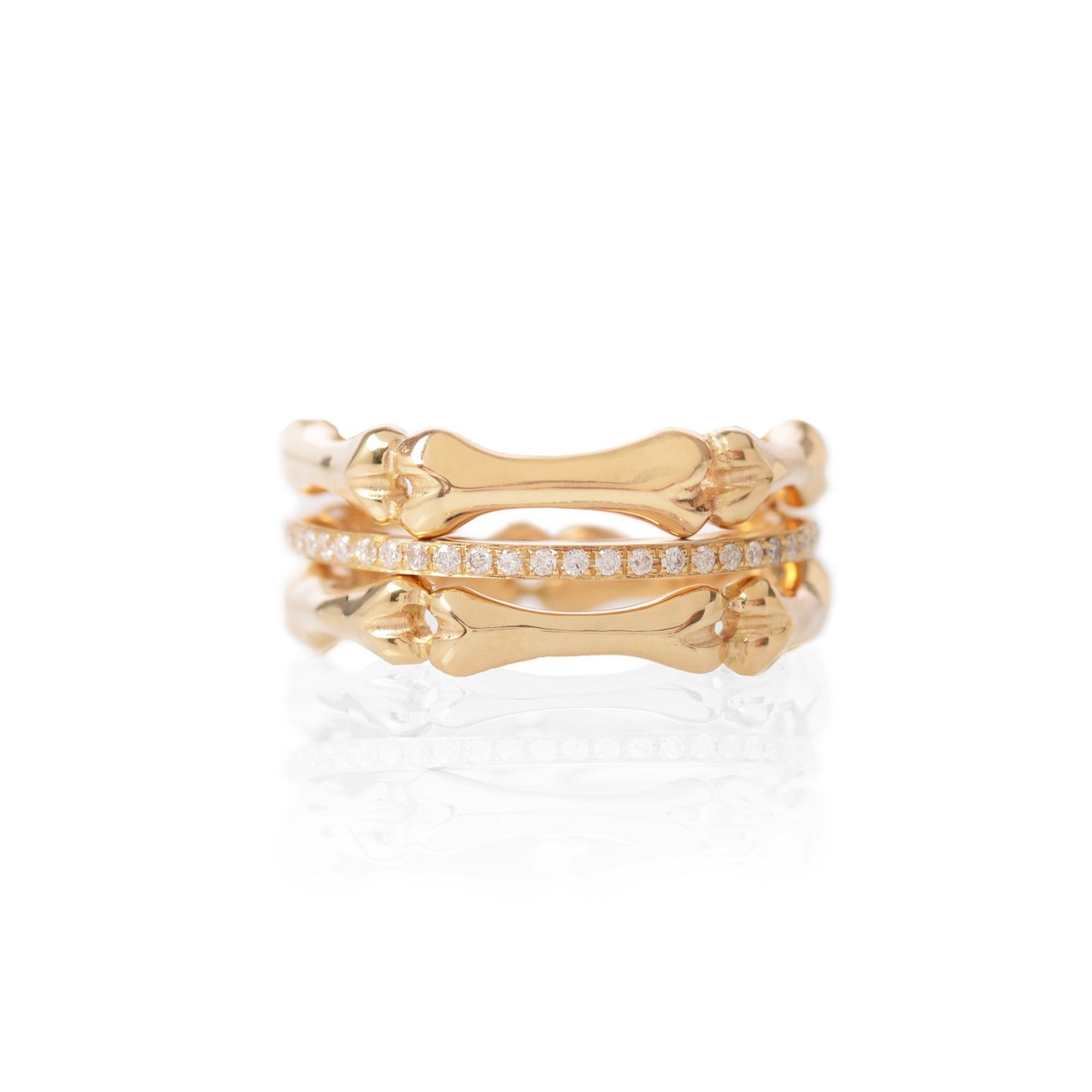 18ct Gold Little Phalanx and Yellow Gold Diamond Stack by McFarlane Fine Jewellery