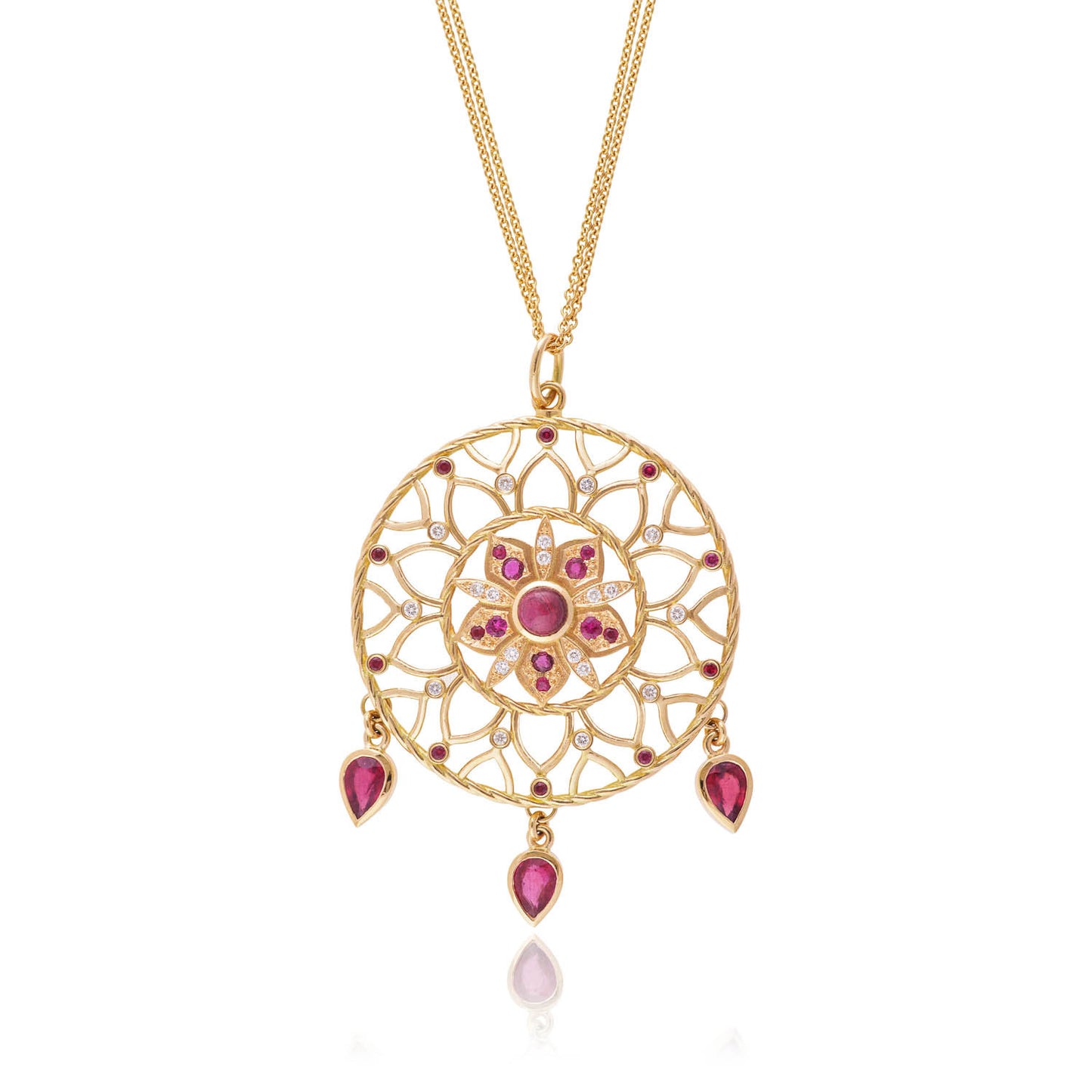 18ct yellow gold and diamond Ruby Dreamcatcher by McFarlane Fine Jewellery