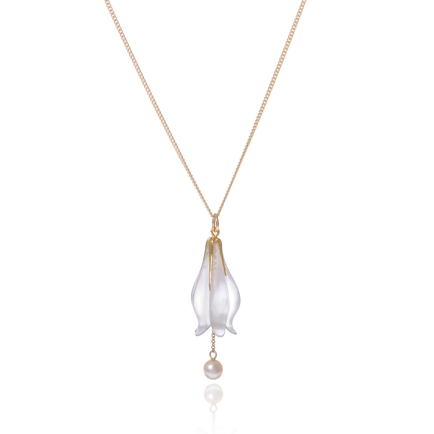 Frosted Flower Quartz and Pearl Necklace by McFarlane Fine Jewellery