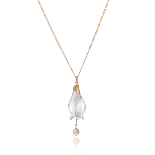 Frosted Flower Quartz and Pearl Necklace by McFarlane Fine Jewellery