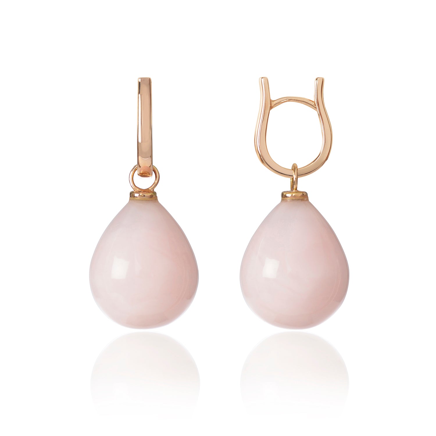 Rose Gold and Pink Peruvian Opal Pendant Earrings by McFarlane Fine Jewellery