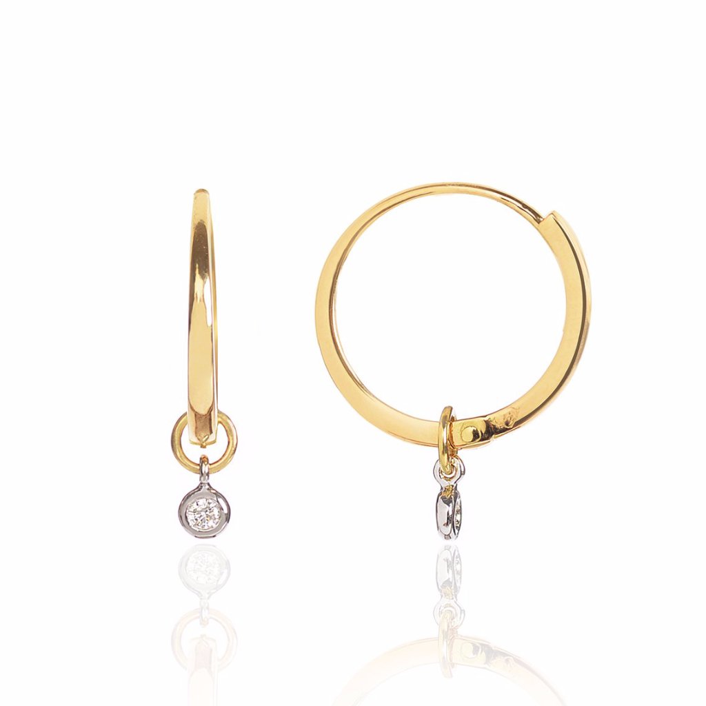 Diamond Pendant Gold Closed Hoops side view by McFarlane Fine Jewellery