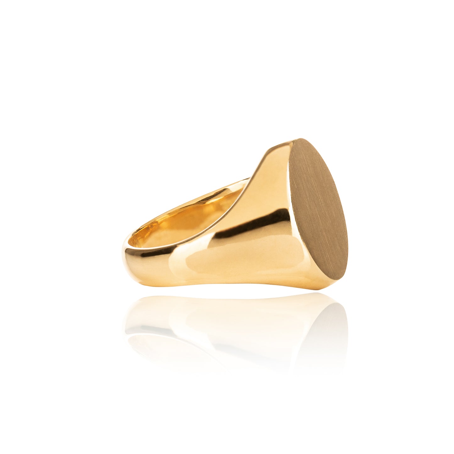18ct recycled Yellow Gold Pinkie Signet Ring Side View by McFarlane Fine Jewellery