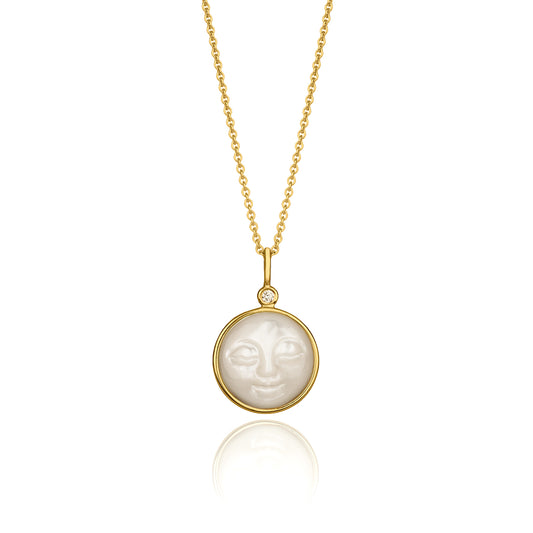 Mother of Pearl Moon Necklace with Little Diamond by McFarlane Fine Jewellery 