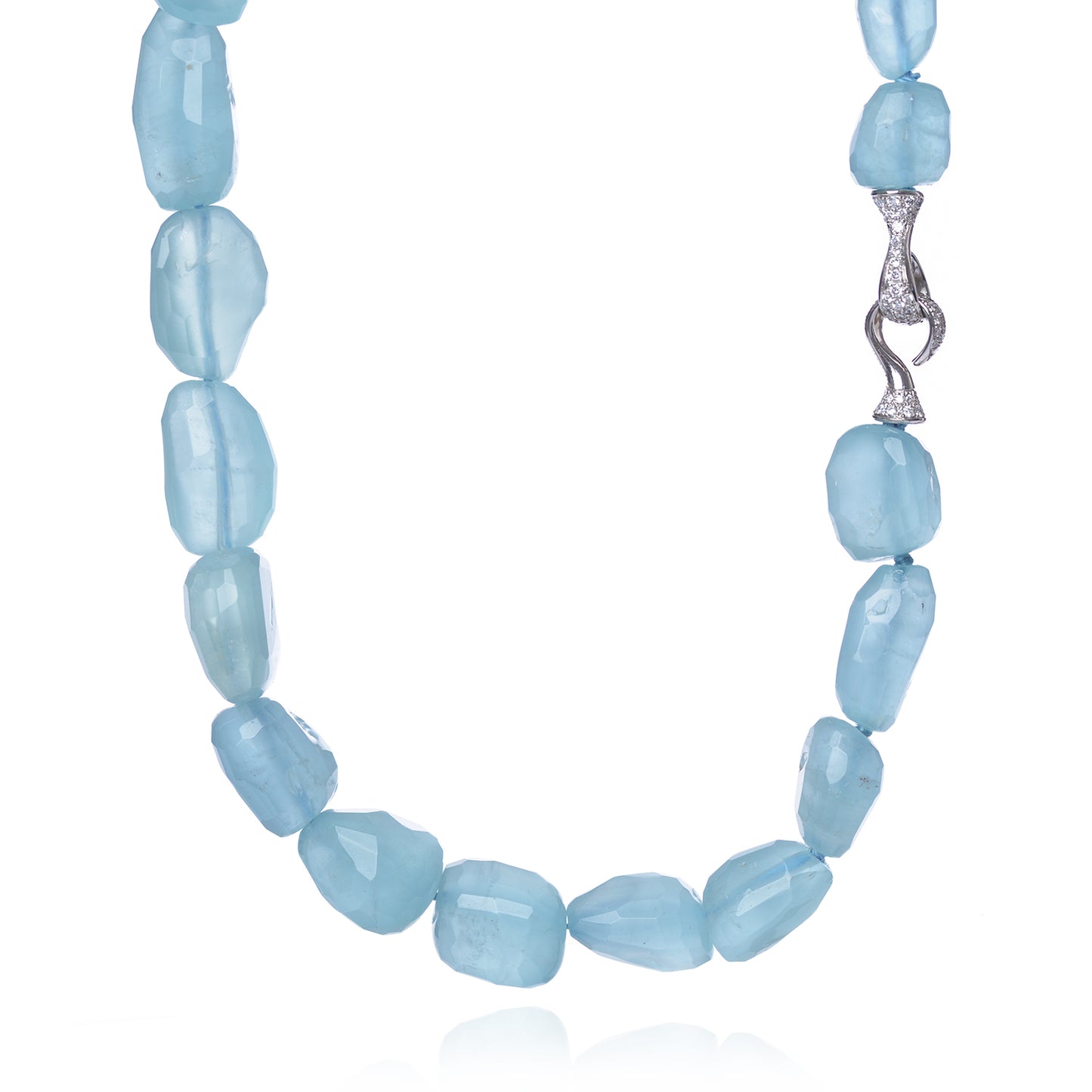 Aquamarine and Diamond Encrusted Clasp Necklace by McFarlane Fine Jewellery