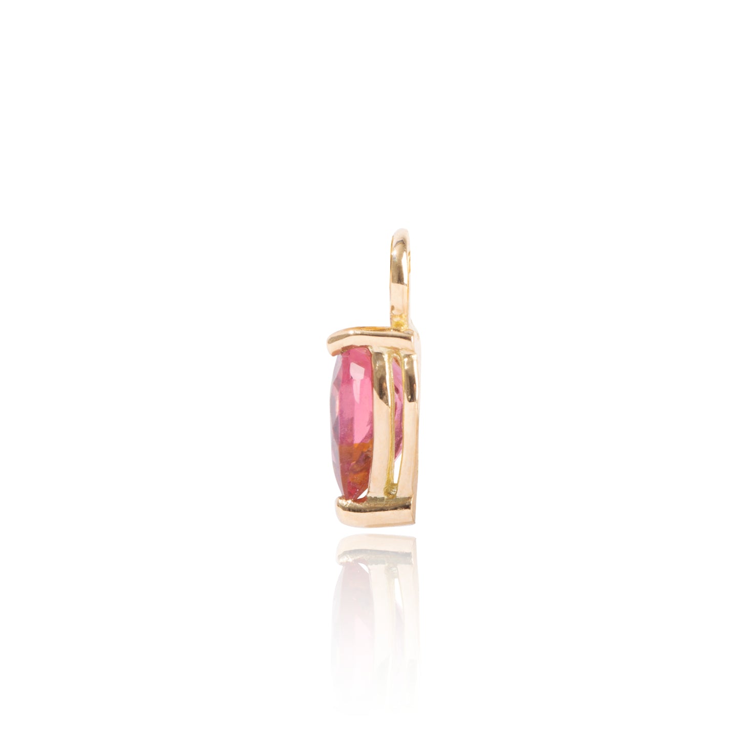 Bright Pink Tourmaline Earring Pendant Side View by McFarlane Fine Jewellery