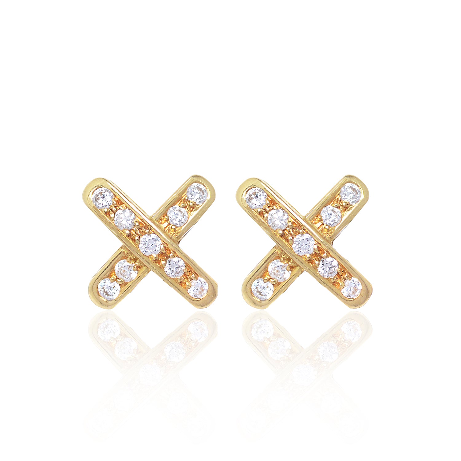 Cross Diamond Earrings set in 18ct yellow gold with 18 x 2 pointer diamonds by McFarlane Fine Jewellery