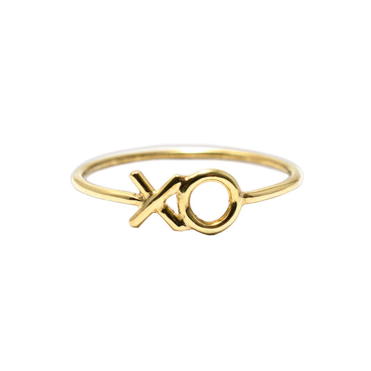 18ct yellow gold XO Ring by Love Is