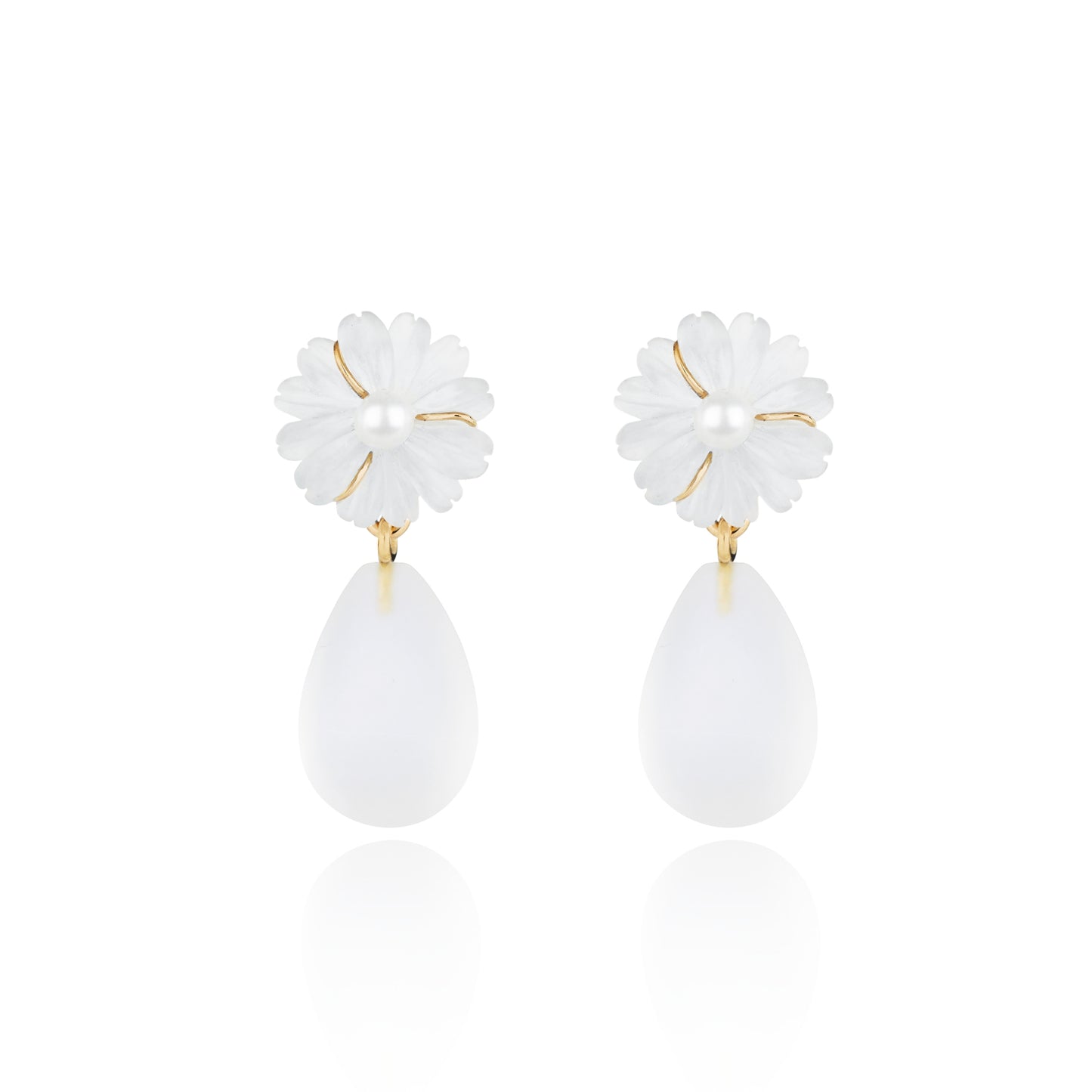 Daisy & Frosted Skinny Quartz Earrings