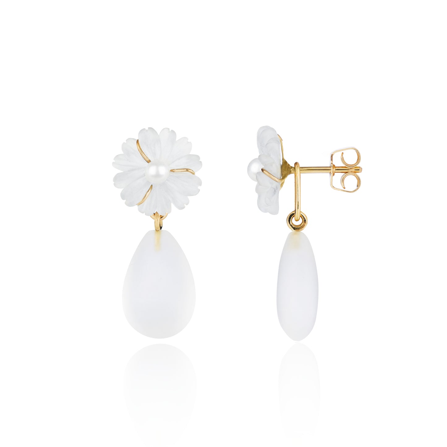 Daisy & Frosted Skinny Quartz Earrings