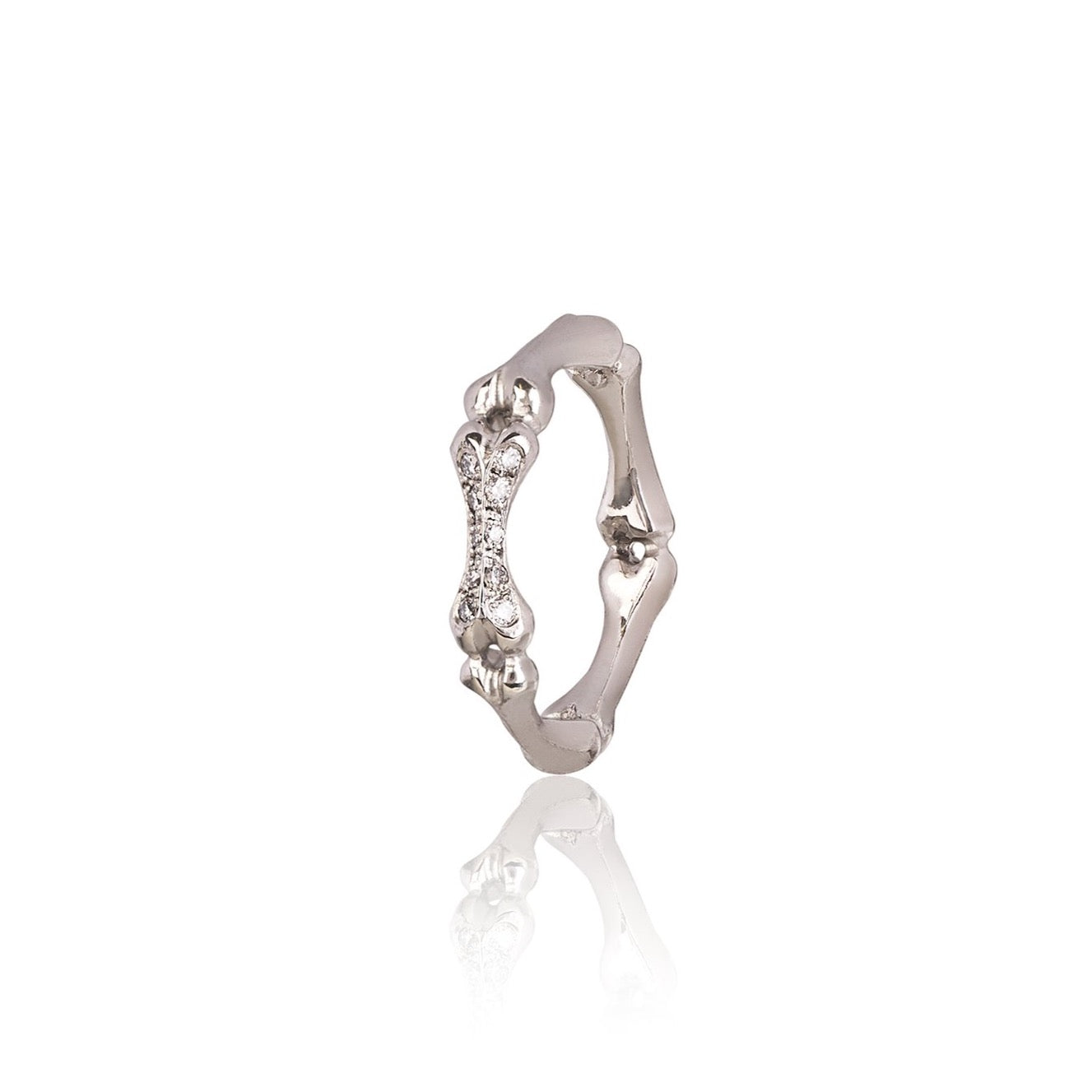 Diamond Studded White Gold Little Phalanx Ring