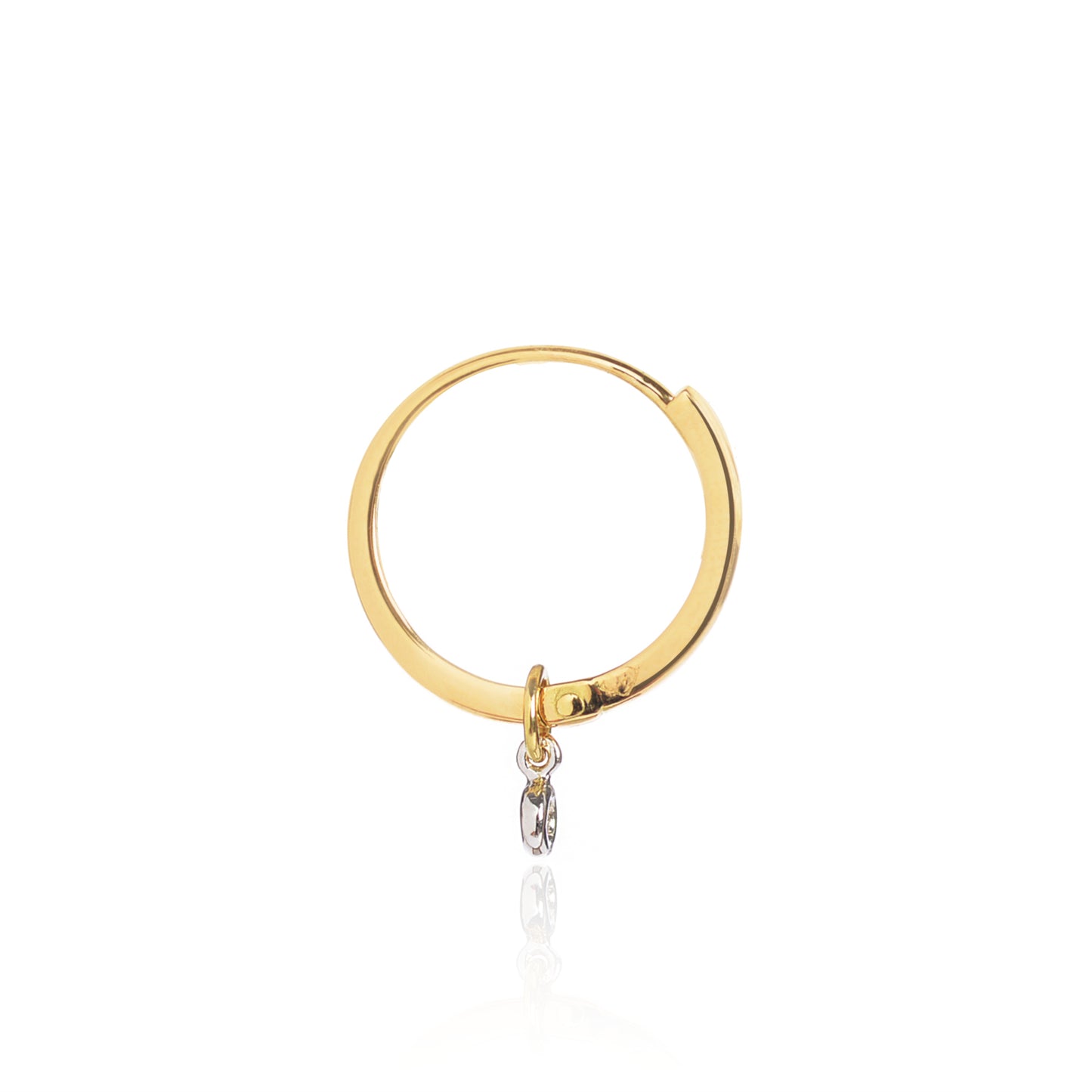 Diamond Studded Gold Closed Hoop with Diamond Pendant side view by McFarlane Fine Jewellery