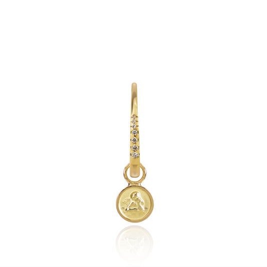 Diamond Studded Gold Closed Hoop with Angel Pendant by McFarlane Fine Jewellery