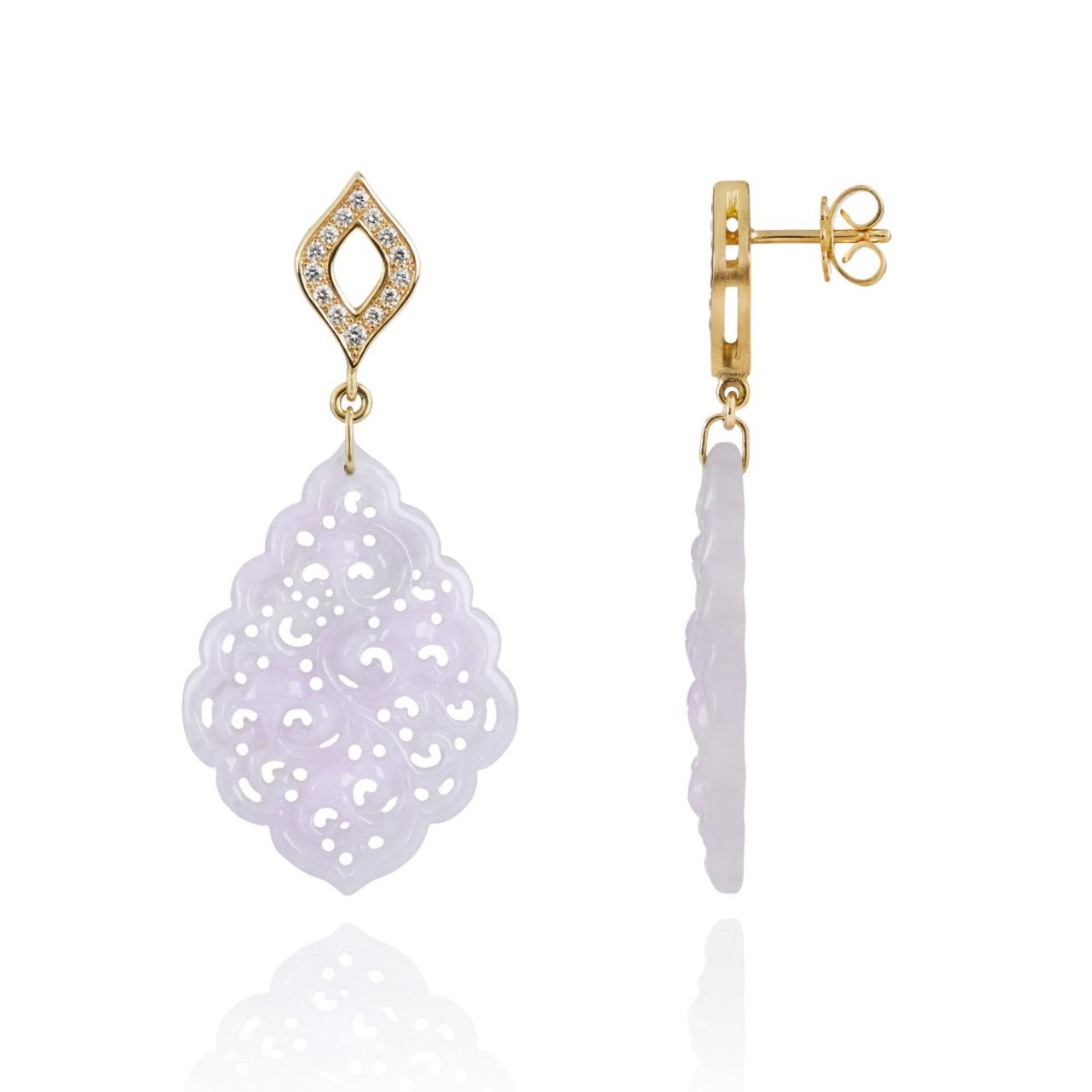 Lavender Jade & Diamond Earrings