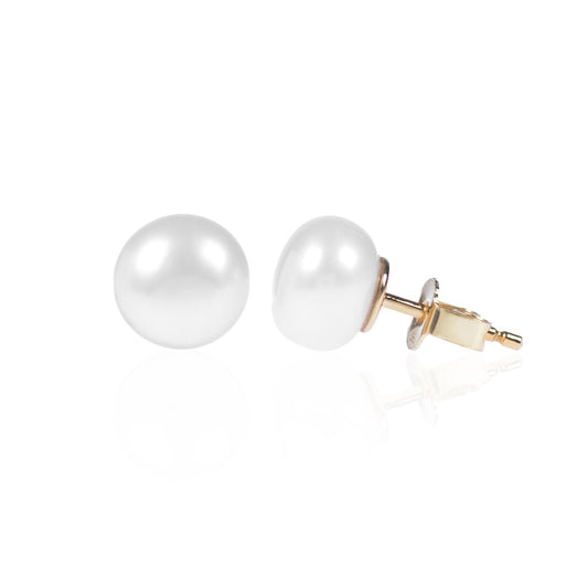 Little Button Pearls in 18ct yellow gold side view by McFarlane Fine Jewellery