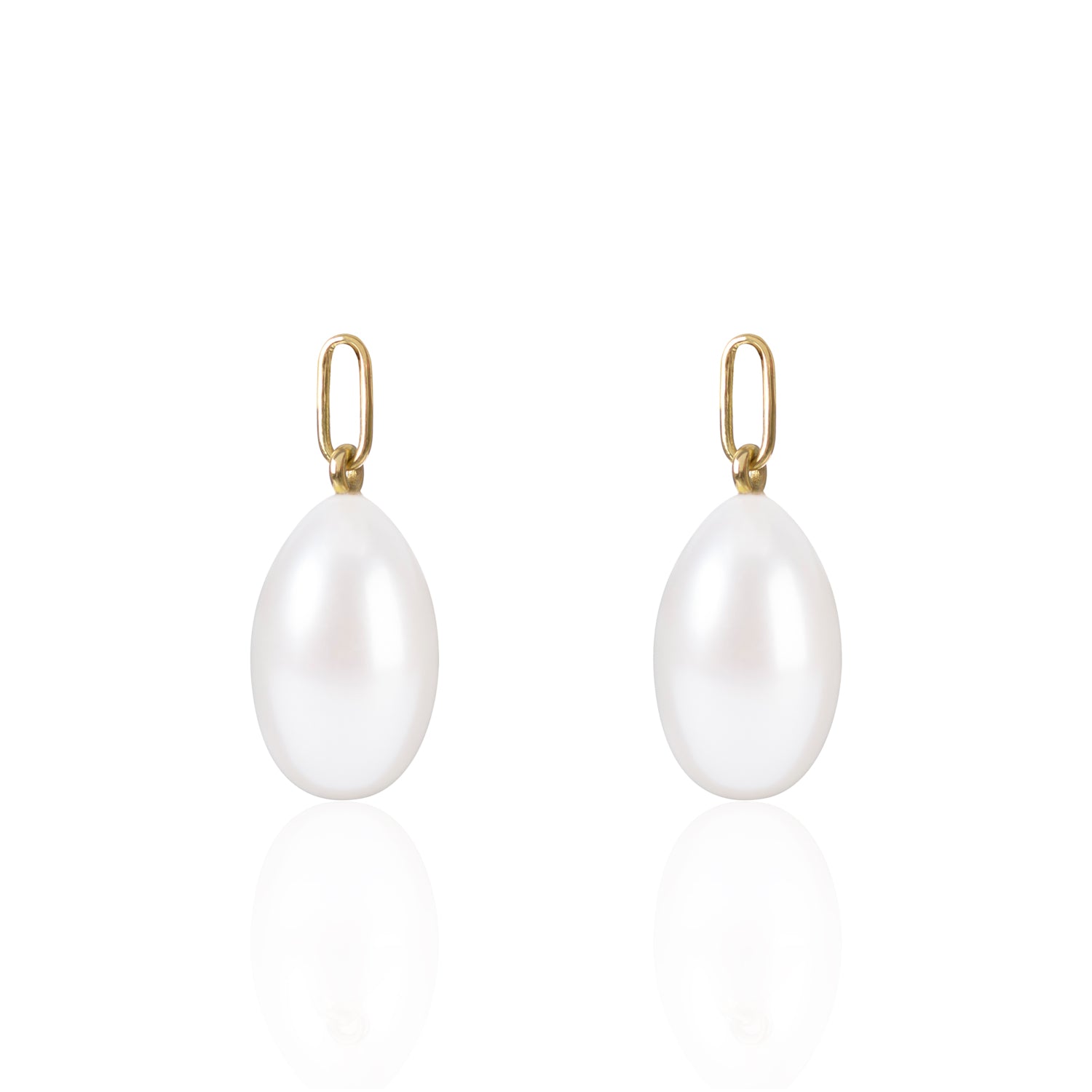 Elongated White Pearl Earring Pendants by McFarlane Fine Jewellery