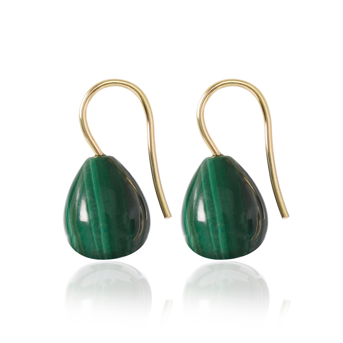 18ct yellow gold Malachite Drop Earrings by McFarlane Fine Jewellery 