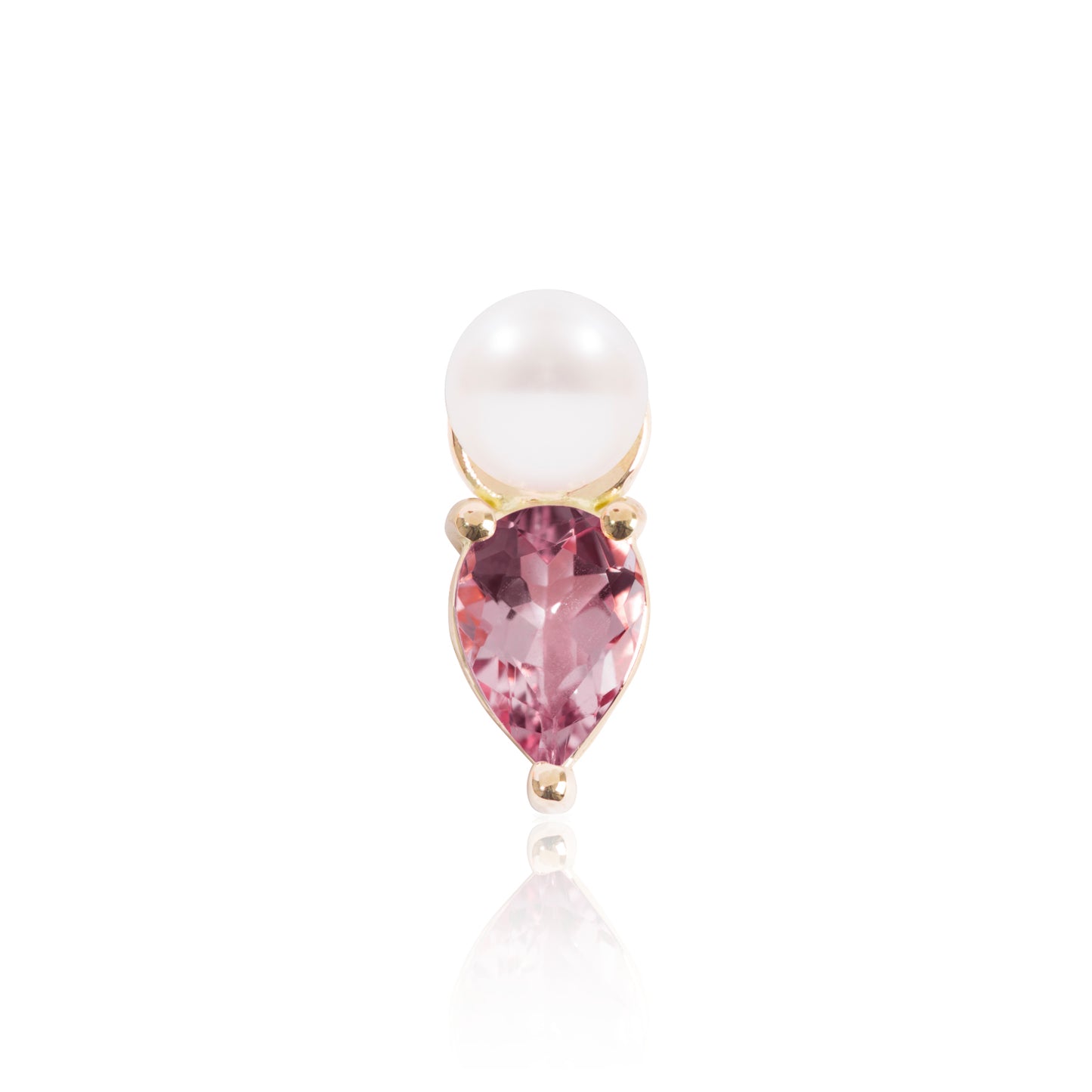Mini Pearl Stud and Bright Pink Tourmaline Earring Pendant by McFarlane Fine Jewellery