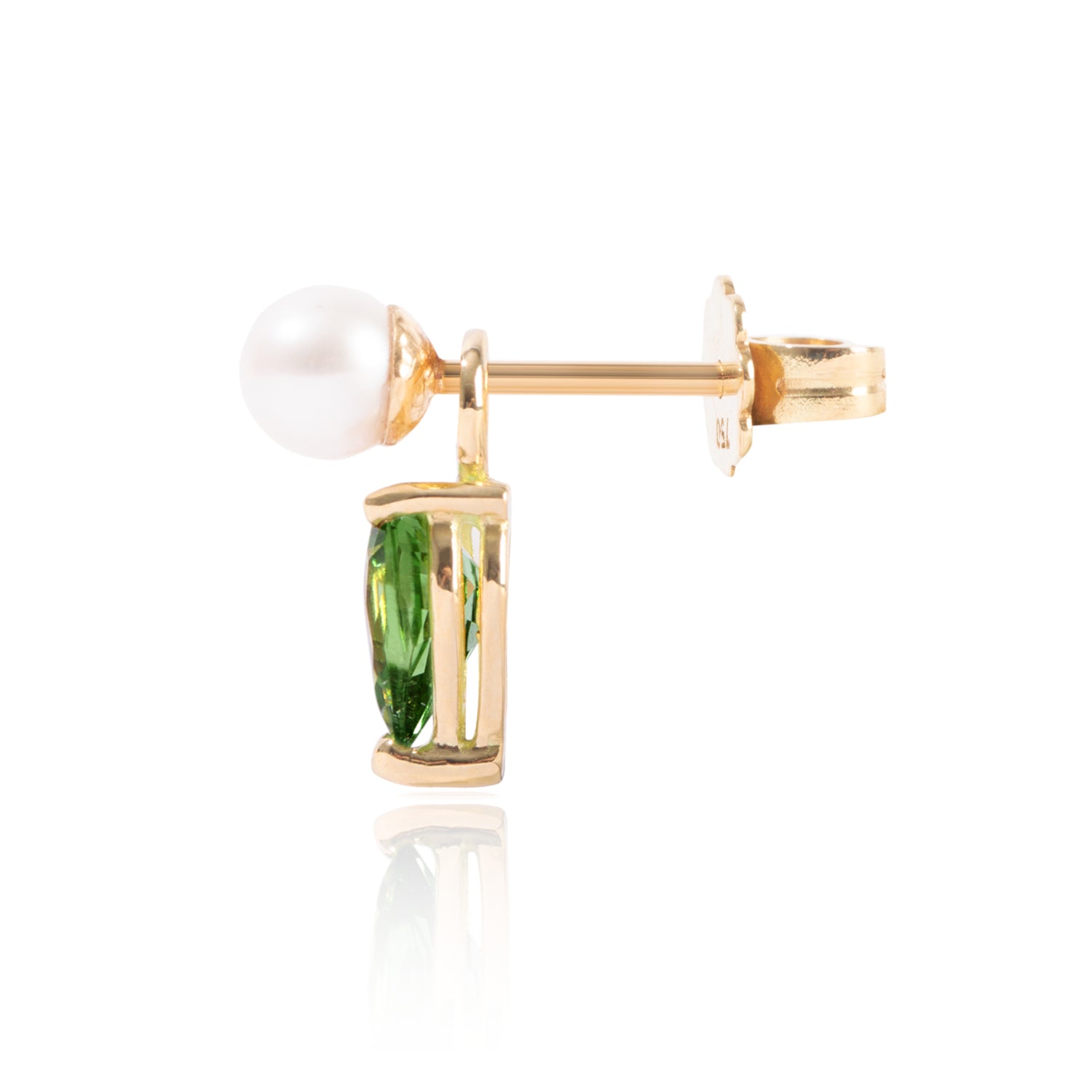 Mini Pearl & Tsavorite Earring Pendant Side View by McFarlane Fine Jewellery