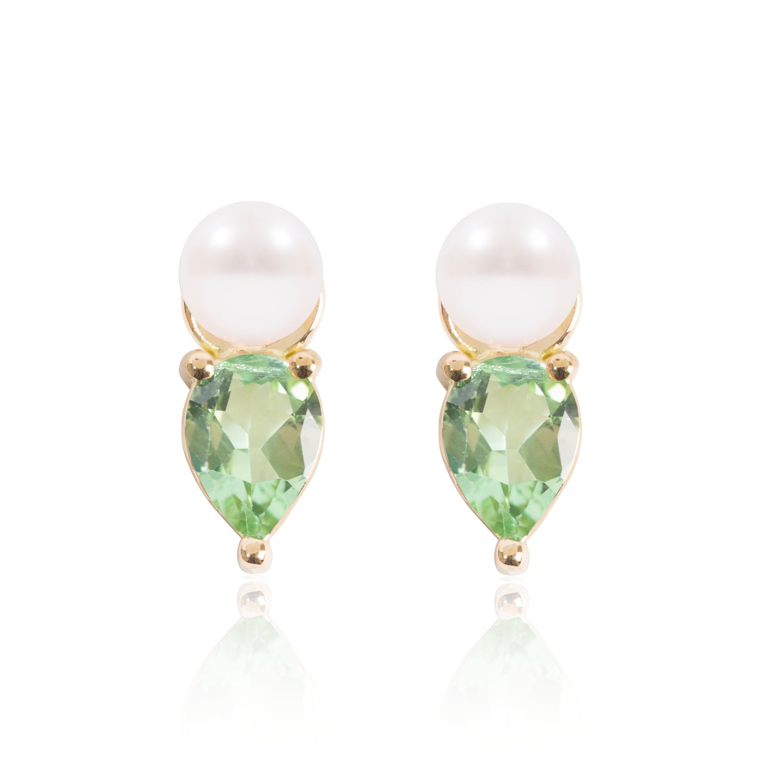 Mini Pearl and Bright Green Tourmaline Earring Pendants by McFarlane Fine Jewellery