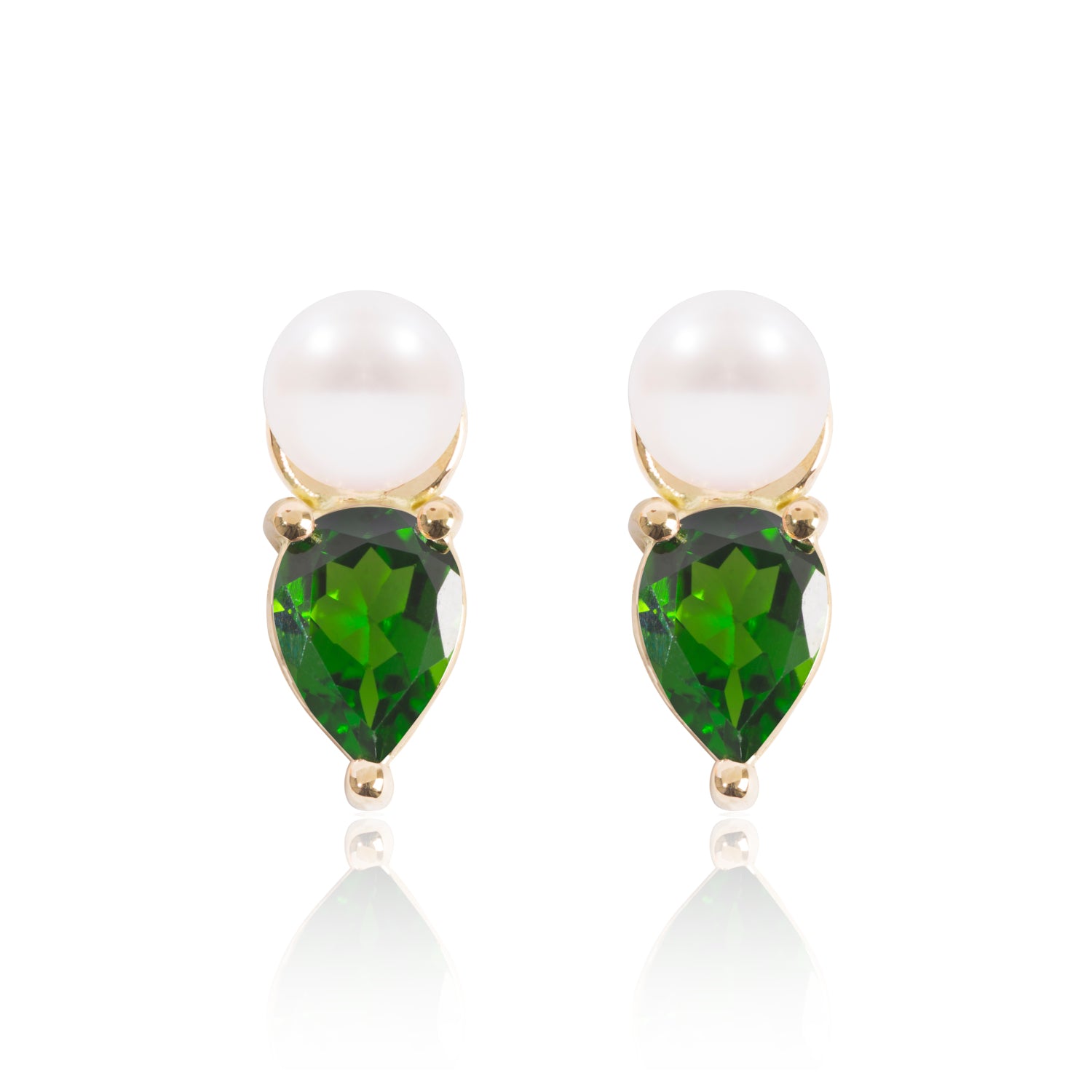 Mini Pearl and Tsavorite Earring Pendants by McFarlane Fine Jewellery