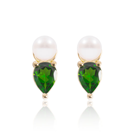 Mini Pearl and Tsavorite Earring Pendants by McFarlane Fine Jewellery