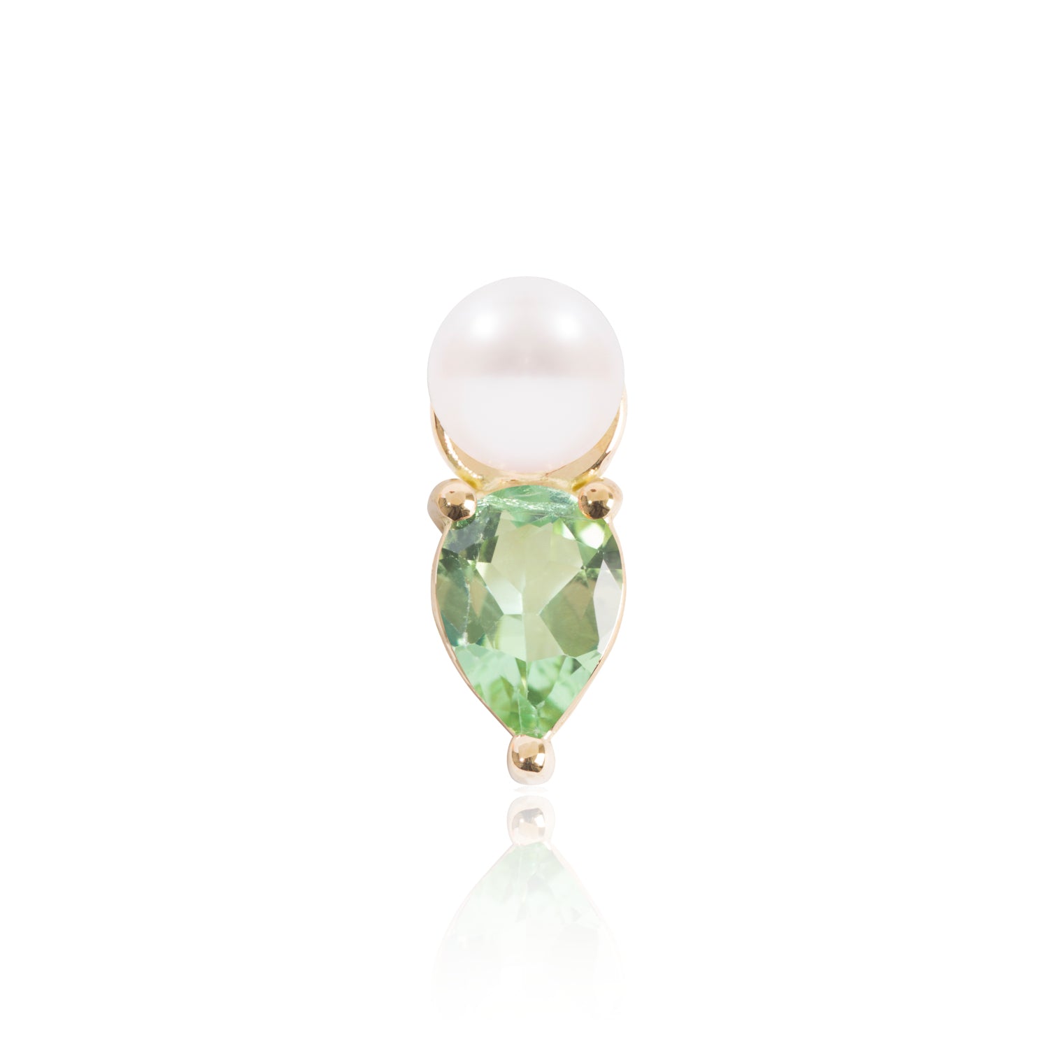 Mini Pearl and Light Green Tourmaline Earring Pendant by McFarlane Fine Jewellery