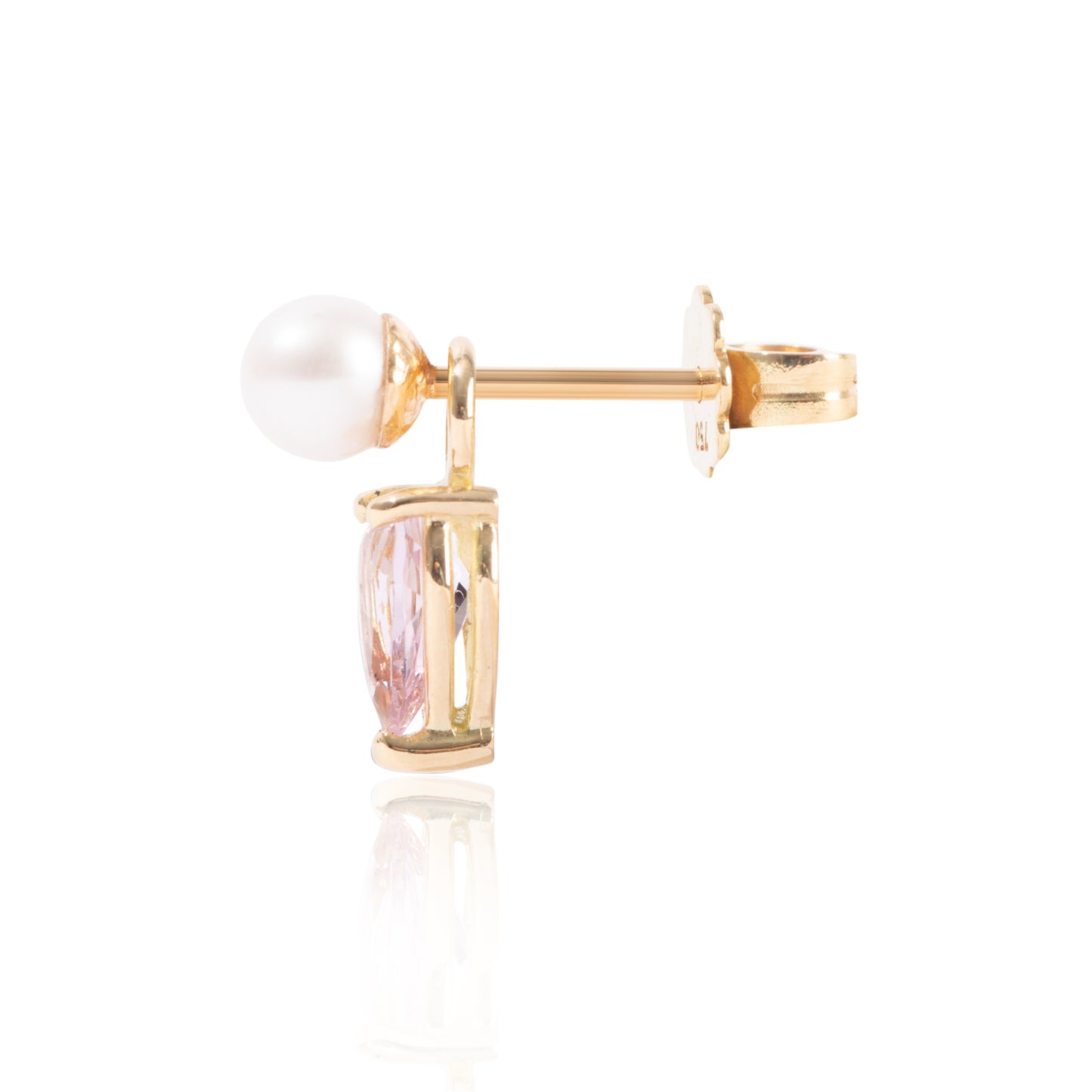 Mini Pearl & Light Pink Morganite Earring Pendant Side View by McFarlane Fine Jewellery