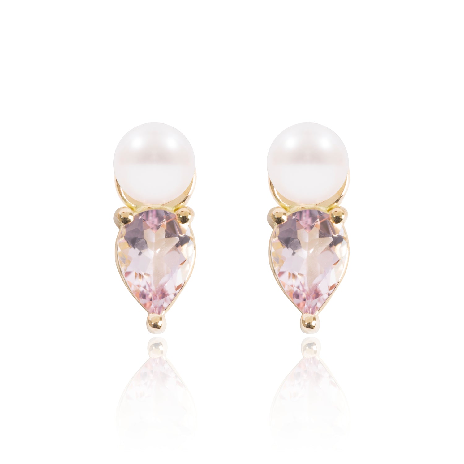 Mini Pearl & Light Pink Morganite Earring Pendants by McFarlane Fine Jewellery