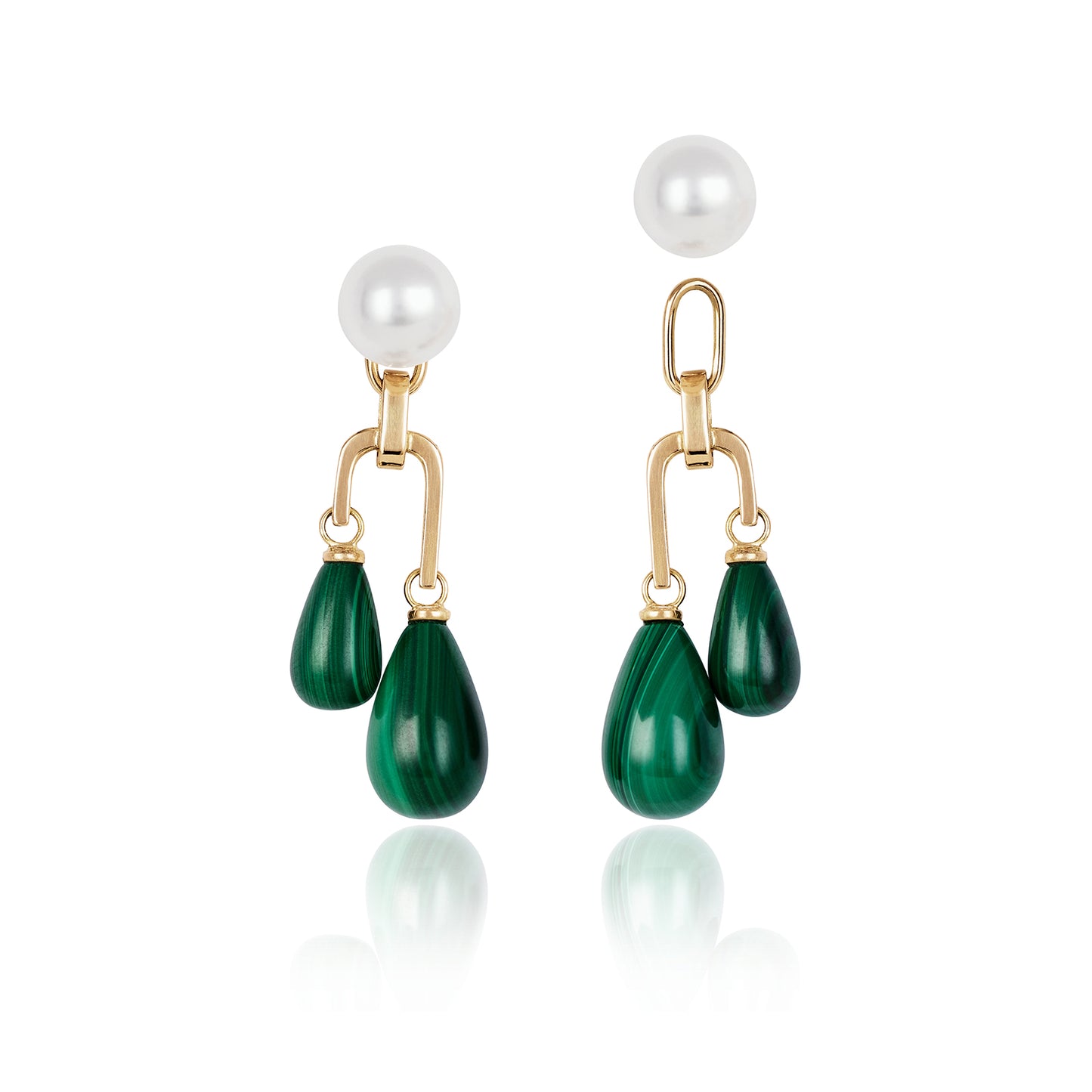 Pearl & Malachite Waterfall Earrings