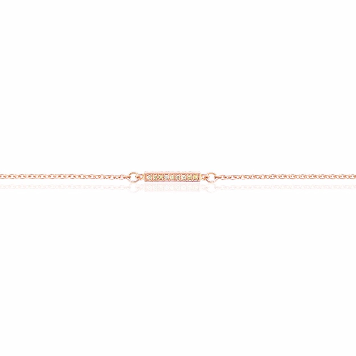 Rose Gold Diamond Bar Bracelet with Natural Yellow Diamonds Handmade by McFarlane Fine Jewellery