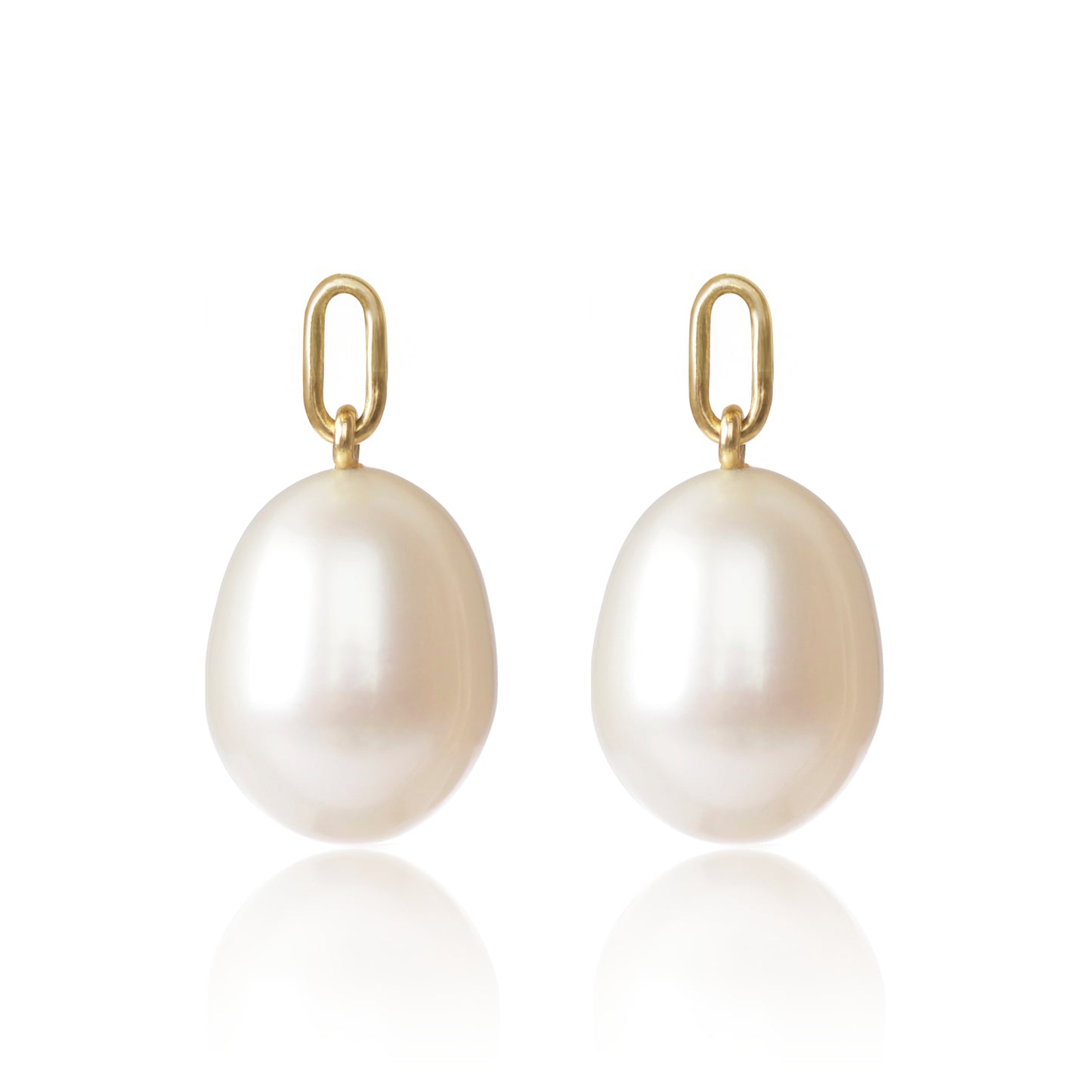 18ct yellow gold White Cultured Pearl Earring Pendants by McFarlane Fine Jewellery