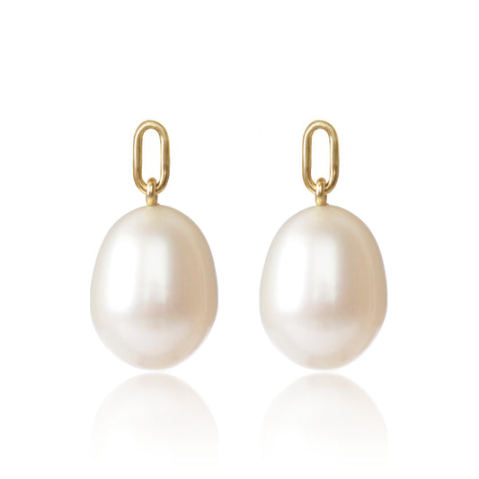 18ct yellow gold White Cultured Pearl Earring Pendants by McFarlane Fine Jewellery