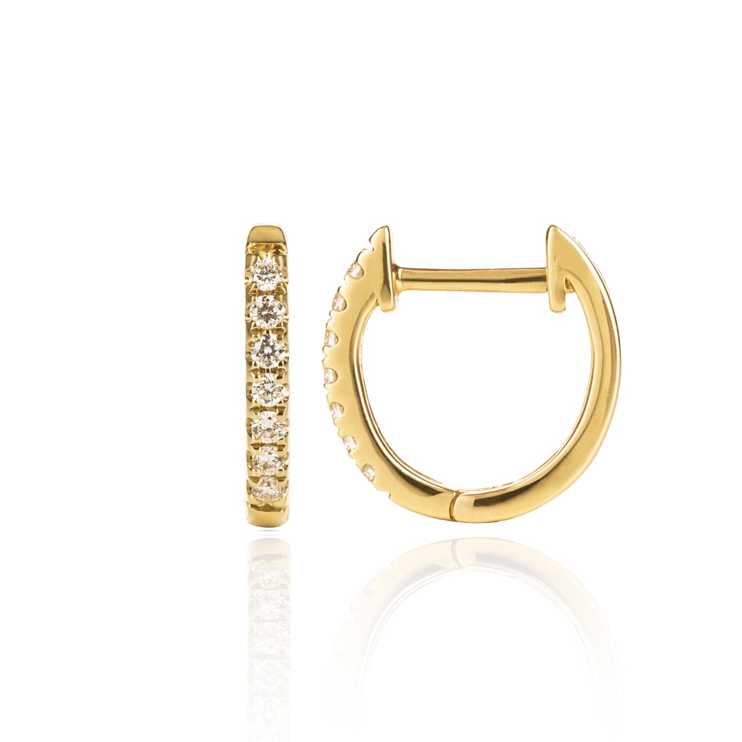 Yellow Gold Diamond Huggies Medium Side View by McFarlane Fine Jewellery